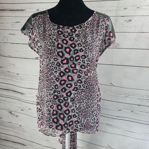 Pink, Black and Gray Leopard Top Sz Med